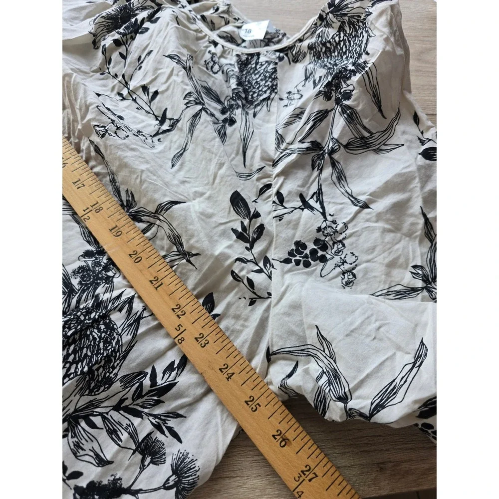 Anko Floral Cotton Midi Dress Size 18 Black White resortwear vacation lagenlook